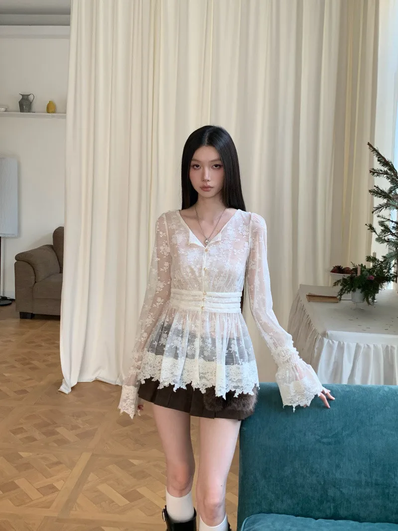 Mipai Lace Sanctum Baroque Vine Microtranslucent V-ne Pure Desire Waist-cinching Slimming Long Sve Open Cardigan irt...
Mipai Lace Sanctum Baroque Vine Microtranslucent V-ne Pure Desire Waist-cinching Slimming Long Sve Open Cardigan irt...