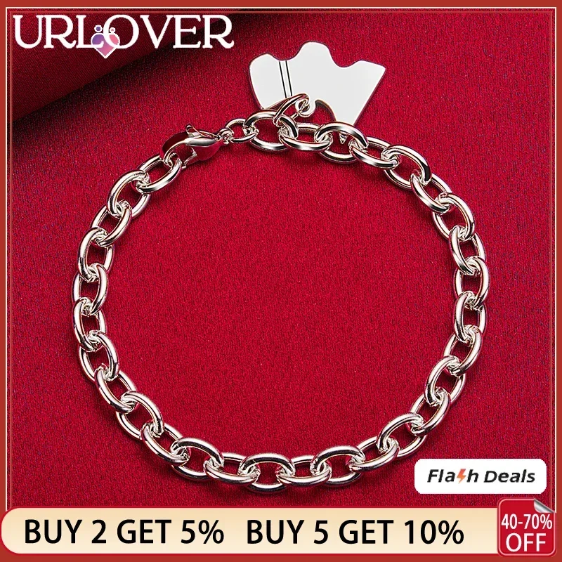 URLOVER 925 Sterling Silver Bracelets Fashion Dog Label Bracelet Woman's Wedding Accessories Party High Quality Fine Jewelry
URLOVER 925 Sterling Silver Bracelets Fashion Dog Label Bracelet Woman's Wedding Accessories Party High Quality Fine Jewelry