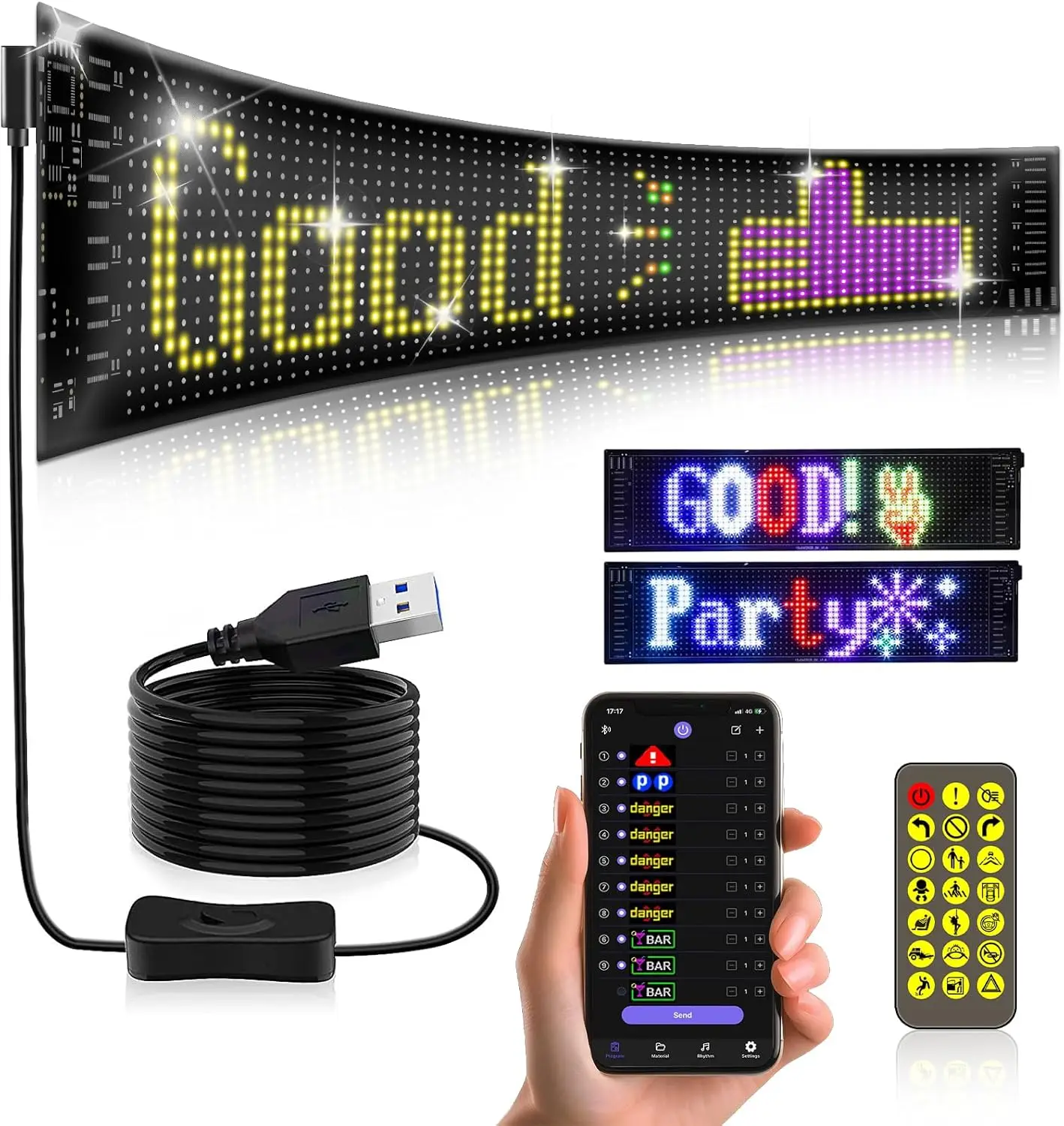 LED Sign Matrix Pixel Panel Scrolling Bright Led Eyes For Truck Signboard Flexible USB LED Car Sign Bluetooth App DIY Control
LED Sign Matrix Pixel Panel Scrolling Bright Led Eyes For Truck Signboard Flexible USB LED Car Sign Bluetooth App DIY Control