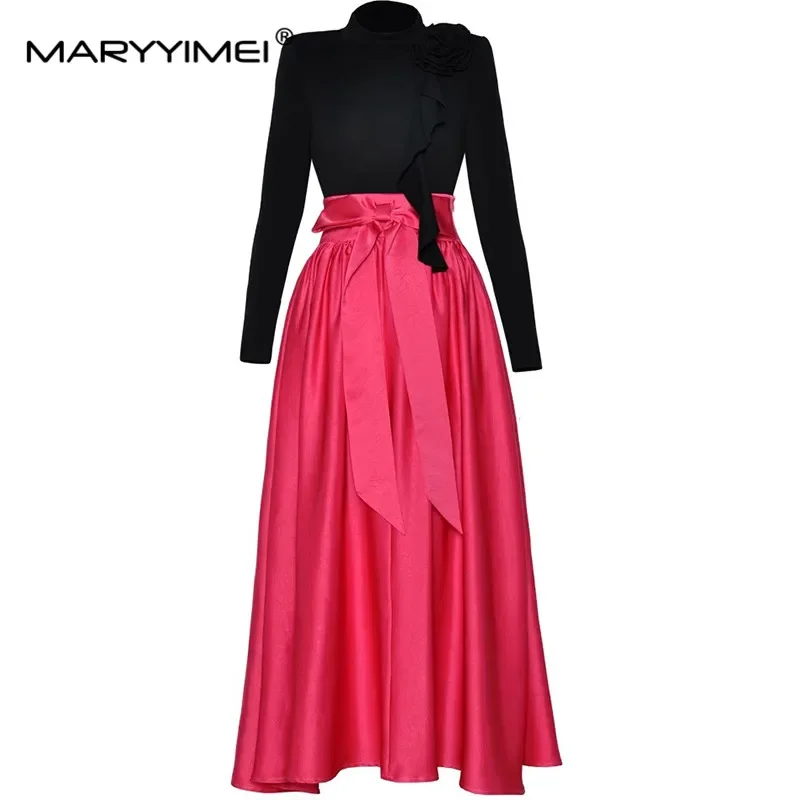 MARYYIMEI Fashion Designer Women's Suit Long-Sleeved Flounced Edge Black Tops+Elegant Bow skirt Autumn and Winter 2-piece set
MARYYIMEI Fashion Designer Women's Suit Long-Sleeved Flounced Edge Black Tops+Elegant Bow skirt Autumn and Winter 2-piece set