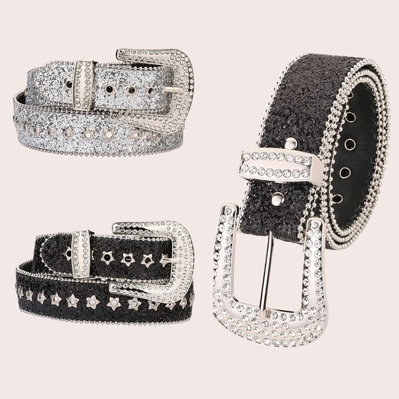 Y2K Women Fashion Solid Print Studded Full Rhinestone Belt PU Leather Bling Crystal Adjustable Glitter Waistband For Club Party
Y2K Women Fashion Solid Print Studded Full Rhinestone Belt PU Leather Bling Crystal Adjustable Glitter Waistband For Club Party