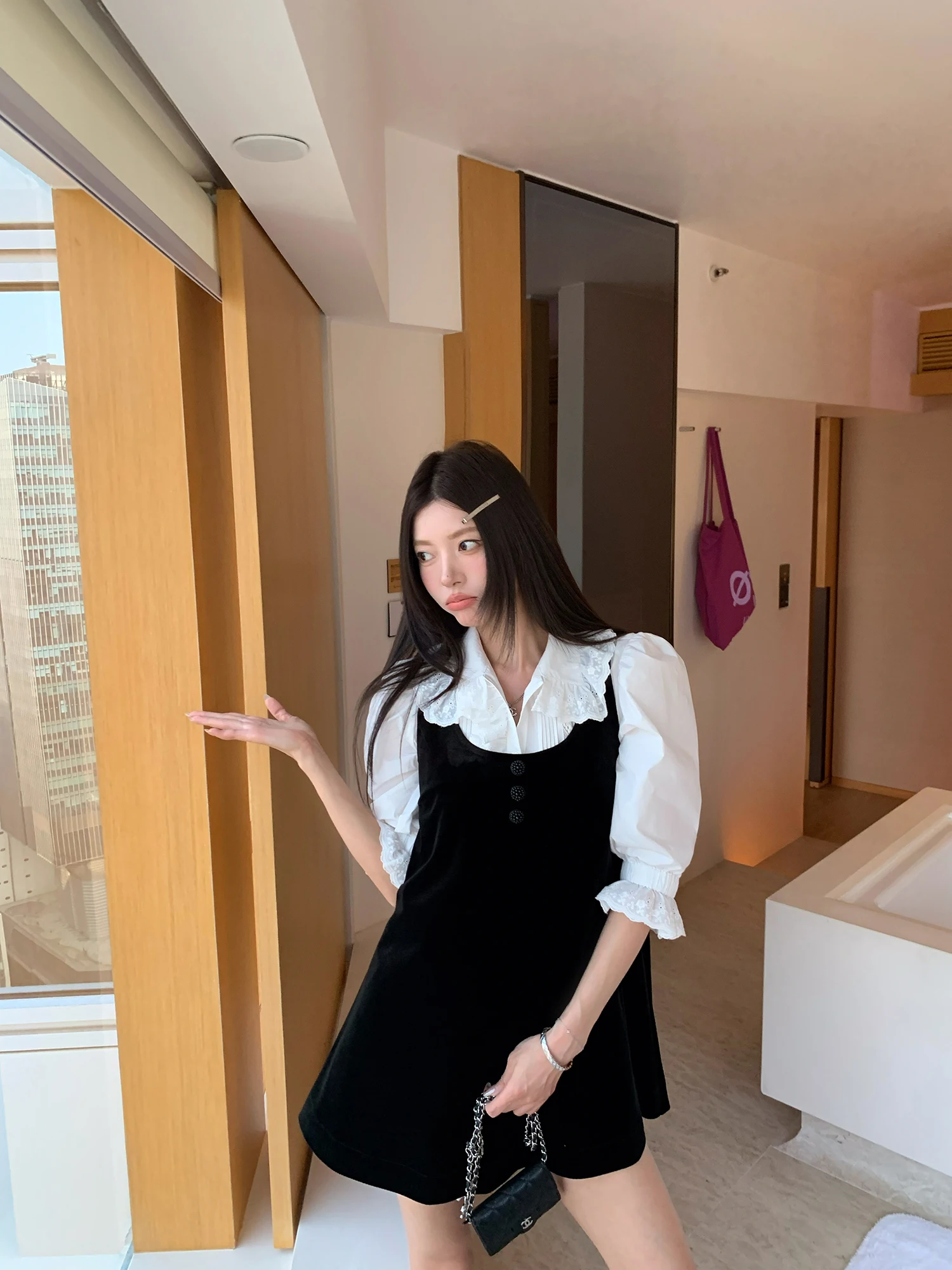 Velvet Vest Skirt with U-Neck Dental Retainer Austin Miss A-Line Skirt Style Casual Bubble Sleeve Polyester Fabric Dress
Velvet Vest Skirt with U-Neck Dental Retainer Austin Miss A-Line Skirt Style Casual Bubble Sleeve Polyester Fabric Dress