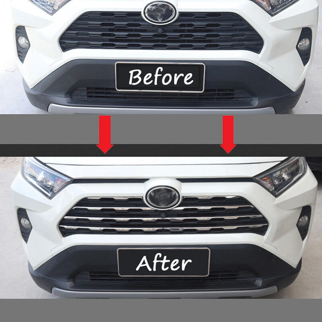 Front Bumper Central Center Grille Grill Cover Molding Trim Decal Decor Kit Silver Fit for Toyota RAV4 2019-2023
Front Bumper Central Center Grille Grill Cover Molding Trim Decal Decor Kit Silver Fit for Toyota RAV4 2019-2023
