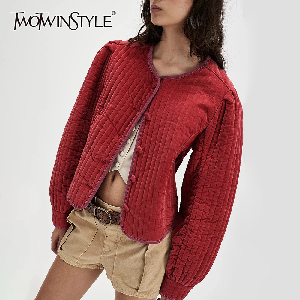TWOTWINSTYLE Solid Spliced Button Loose Jackets For Women O Neck Long Sleeve Minimalist Coats Female Fashion Style Clothes New
TWOTWINSTYLE Solid Spliced Button Loose Jackets For Women O Neck Long Sleeve Minimalist Coats Female Fashion Style Clothes New