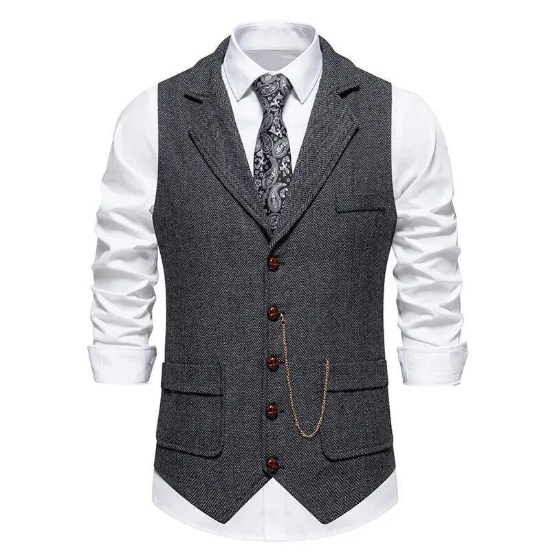 KIDWHXR Man Suit Vest British Style Turn Down Collar Male Waistcoat Vintage Single-breasted Business Casual Men Coat Vest
KIDWHXR Man Suit Vest British Style Turn Down Collar Male Waistcoat Vintage Single-breasted Business Casual Men Coat Vest