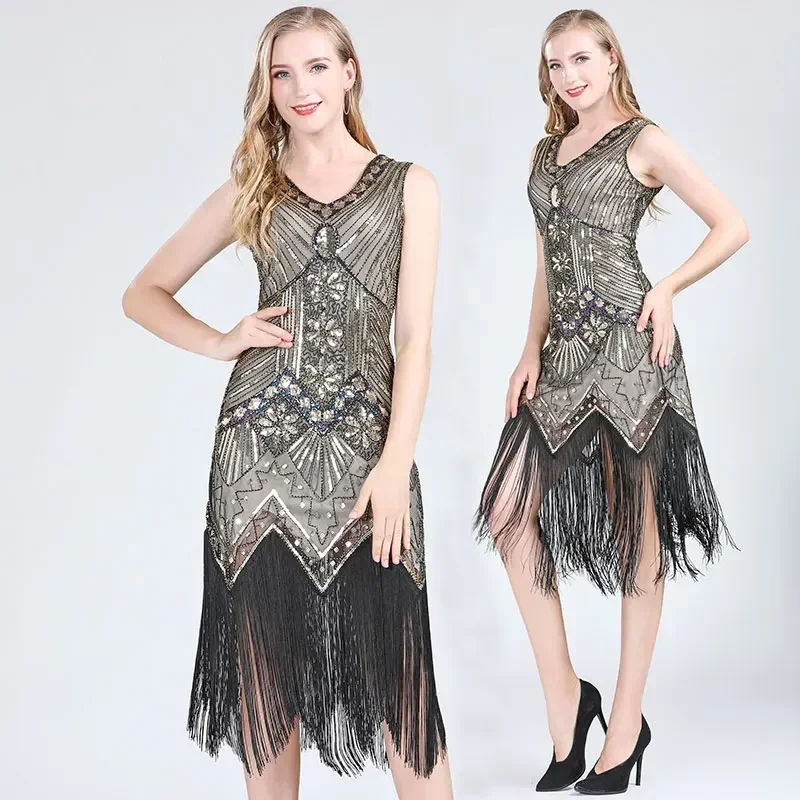 Women Club Party Dress 1920s High Quality Sequin Ballroom Costumes Beaded Latin Dance Dress Women Stage Dance Costume
Women Club Party Dress 1920s High Quality Sequin Ballroom Costumes Beaded Latin Dance Dress Women Stage Dance Costume