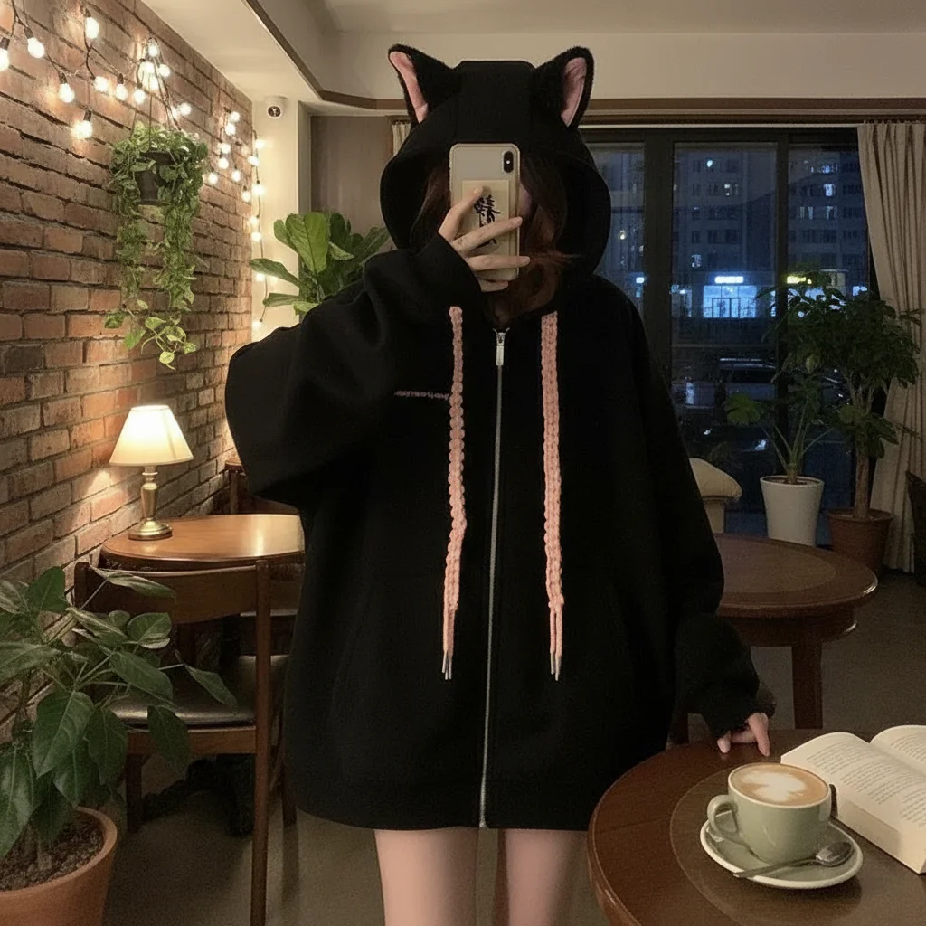 Romantic Ear Hooded Fce Lined Oversized Sweatirt Women's Winter Loose Fit Color Outerwear College Sle Cardigan
Romantic Ear Hooded Fce Lined Oversized Sweatirt Women's Winter Loose Fit Color Outerwear College Sle Cardigan