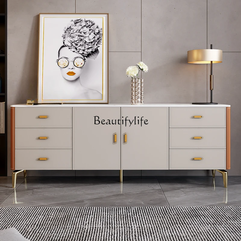 Light luxury high TV cabinet saddle leather modern solid wood storage chest cabinet
Light luxury high TV cabinet saddle leather modern solid wood storage chest cabinet