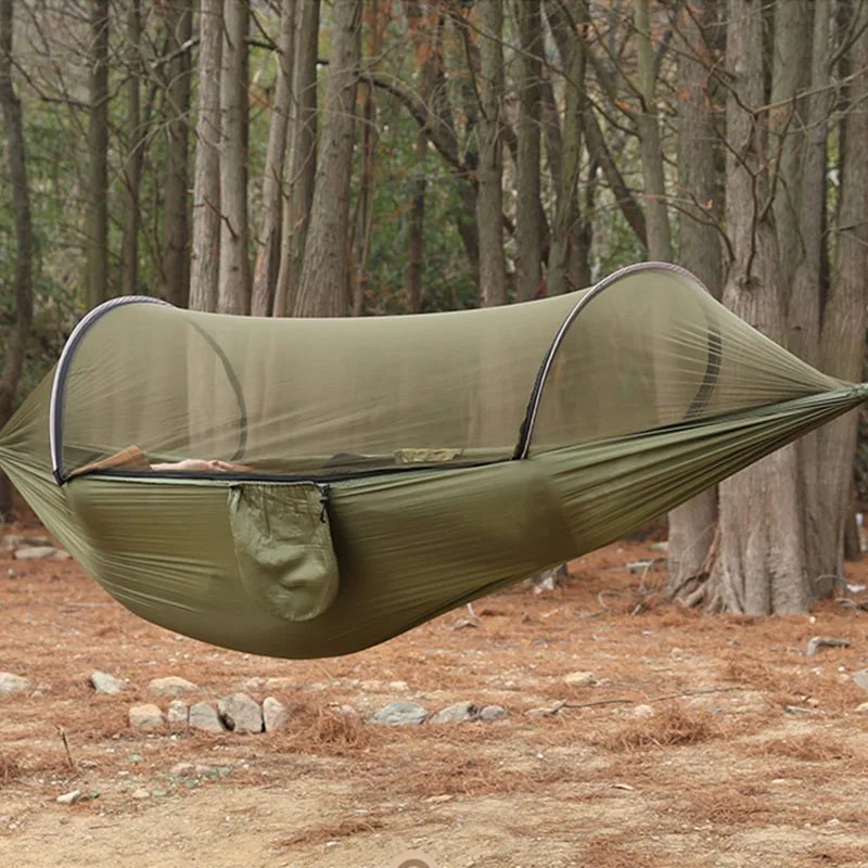 Outdoor camping anti rollover nylon hammock with mosquito net, single person double automatic quick opening pole mosquito net ha
Outdoor camping anti rollover nylon hammock with mosquito net, single person double automatic quick opening pole mosquito net ha