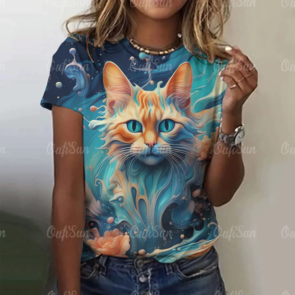 Cartoon Kitten Print T-shirt For Women Summer O neck Loose Short Sleeve Tees Female Harajuku Clothing Casual Streetwear Tops
Cartoon Kitten Print T-shirt For Women Summer O neck Loose Short Sleeve Tees Female Harajuku Clothing Casual Streetwear Tops