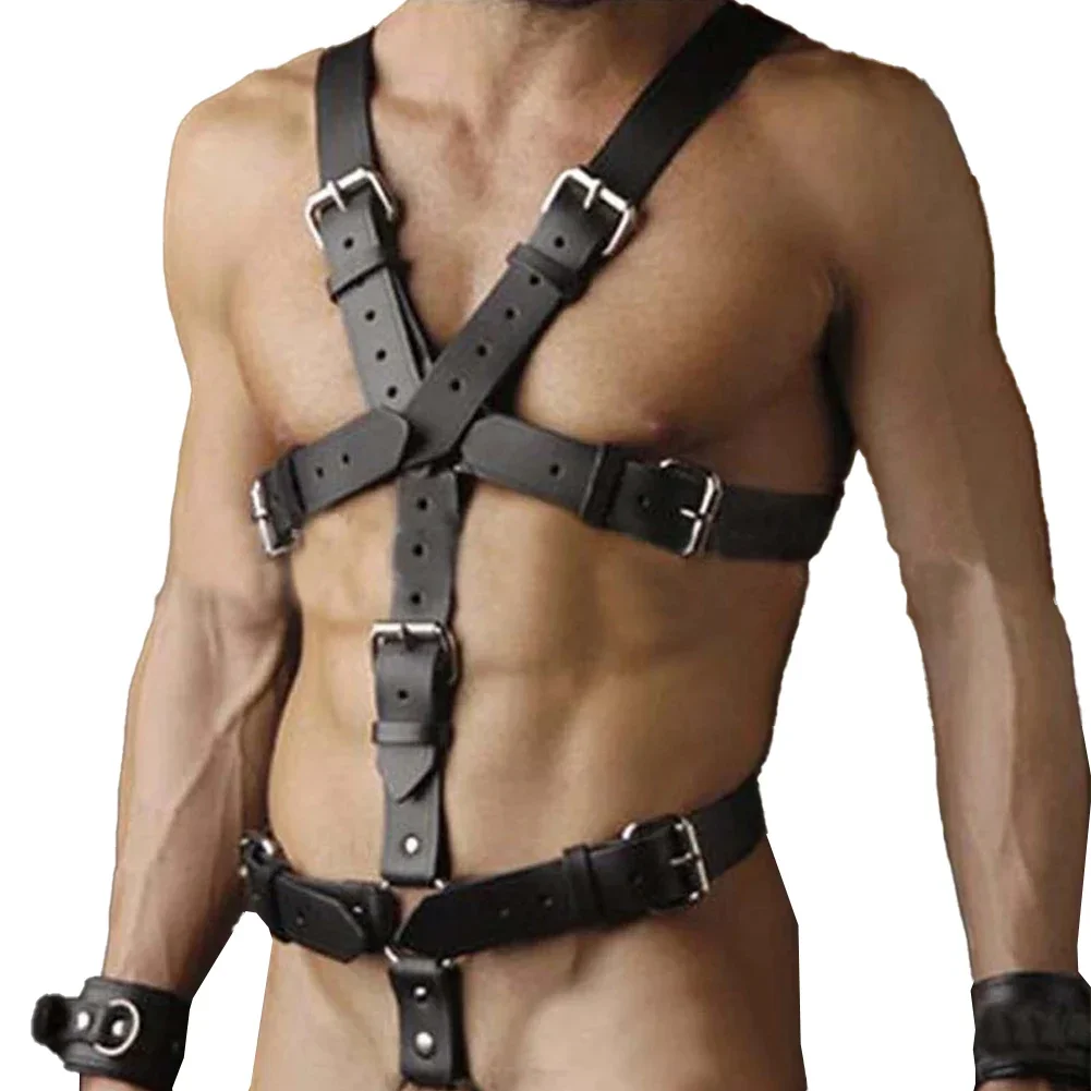 Men Sexy Chest Body Harness Straps PU Leather Lingerie Hollow Bondage Clubwear Costume Bound Slim Fit Vests Undershirt
Men Sexy Chest Body Harness Straps PU Leather Lingerie Hollow Bondage Clubwear Costume Bound Slim Fit Vests Undershirt