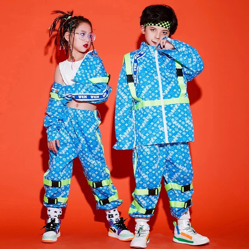 Girls Jazz Dance Tops Pants Blue Set Loose Street Dance Clothing For Boys Show Stage Outfit Wear Kids Hip hop Costume
Girls Jazz Dance Tops Pants Blue Set Loose Street Dance Clothing For Boys Show Stage Outfit Wear Kids Hip hop Costume