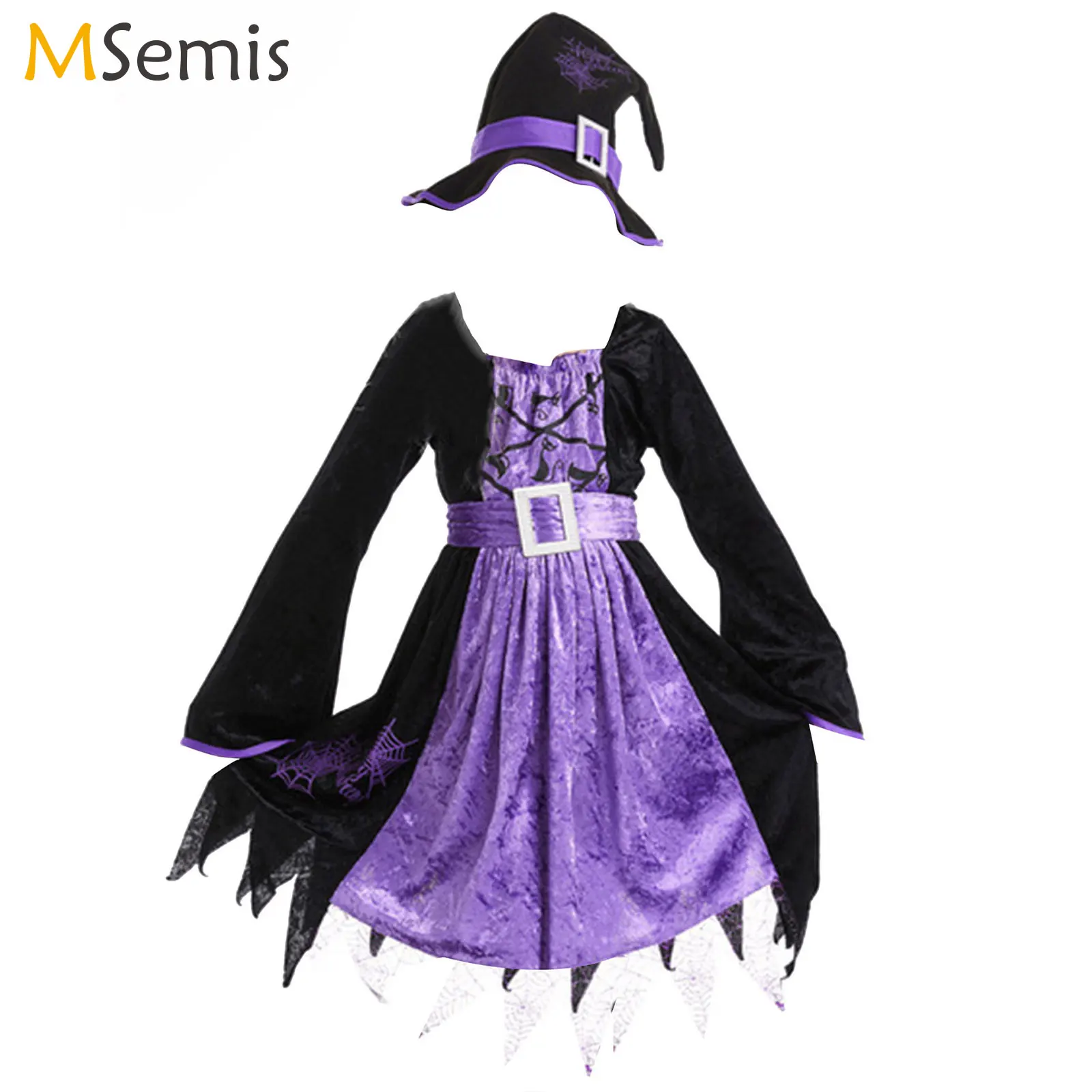 HalloweenWitch Cosplay Costume Kids Girls Little Long Sleeve Irregular Hem Dress with Waistband Witch Hat Fancy Dress Up Costume
HalloweenWitch Cosplay Costume Kids Girls Little Long Sleeve Irregular Hem Dress with Waistband Witch Hat Fancy Dress Up Costume