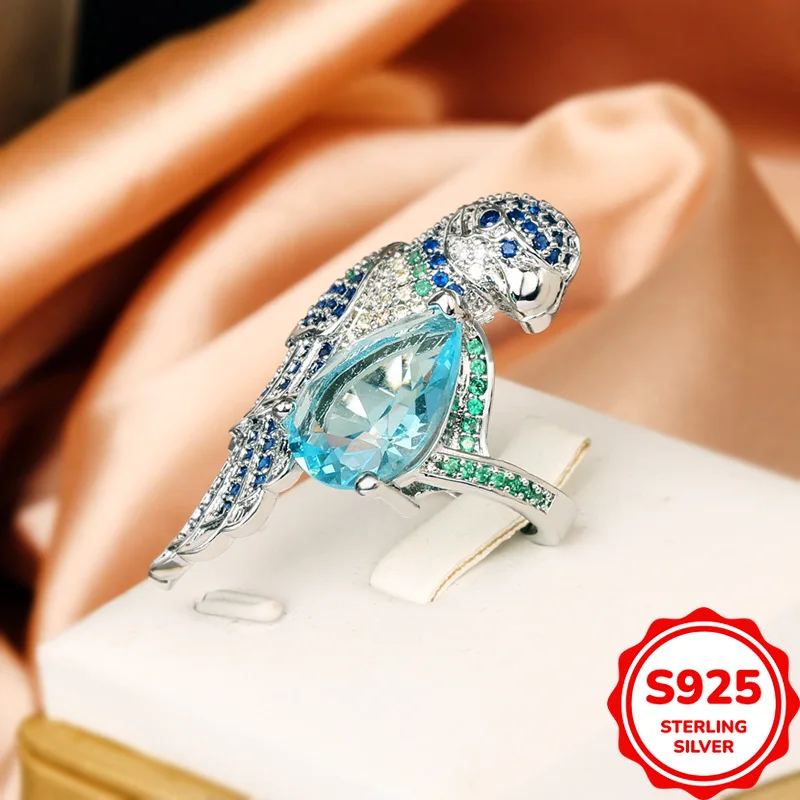 Personalized and Versatile Genuine S925 Silver Shiny Blue Diamond Parrot Bird Water Drop Zircon Women's Ring
Personalized and Versatile Genuine S925 Silver Shiny Blue Diamond Parrot Bird Water Drop Zircon Women's Ring