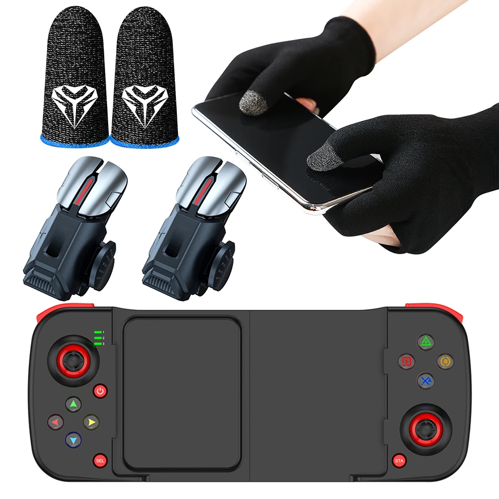 7pcs Screen Gaming Accessory Bluetooth-compatible Game Controller 6 Finger Trigger with 2 Pair Finger Sleeve for PUBG
7pcs Screen Gaming Accessory Bluetooth-compatible Game Controller 6 Finger Trigger with 2 Pair Finger Sleeve for PUBG