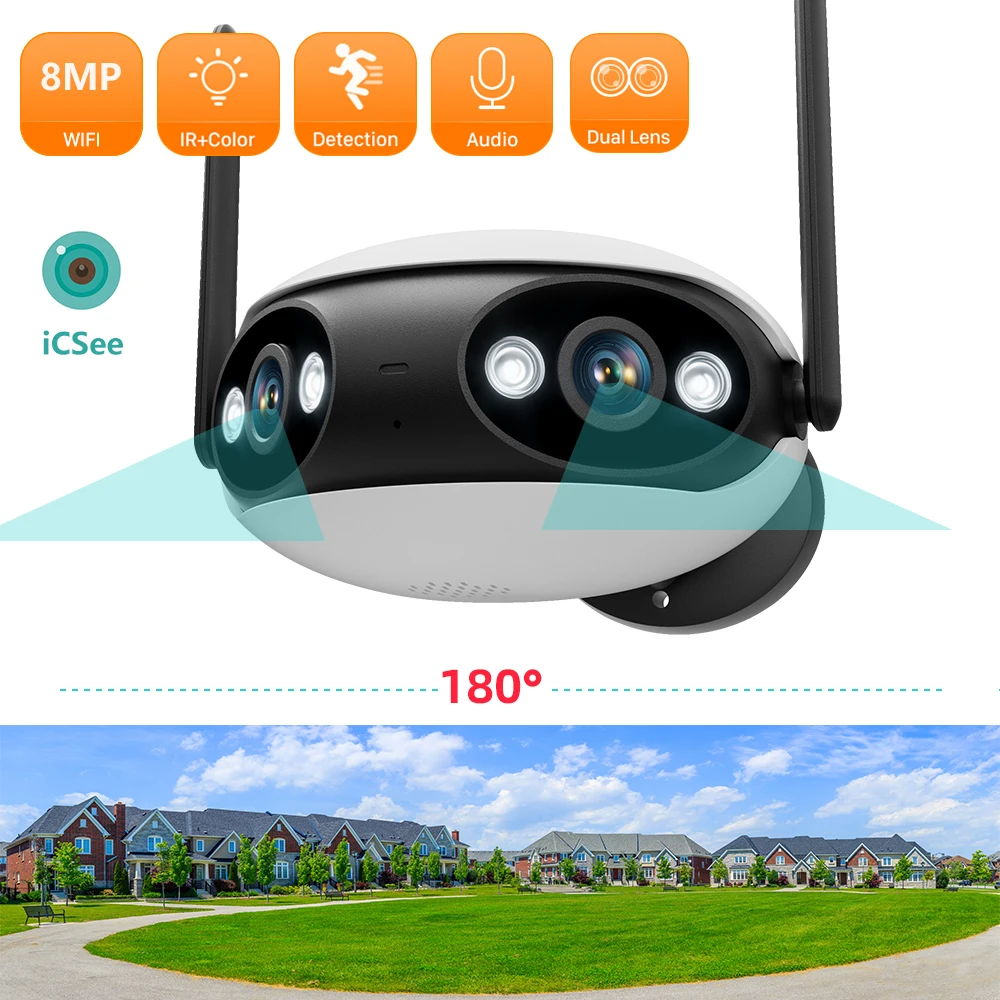PANEPO 8MP Outdoor 180° Ultra Wide View Angle Dual lens Wifi IP Camera Panoramic Human Detect CCTV Camera Video Surveillance
PANEPO 8MP Outdoor 180° Ultra Wide View Angle Dual lens Wifi IP Camera Panoramic Human Detect CCTV Camera Video Surveillance