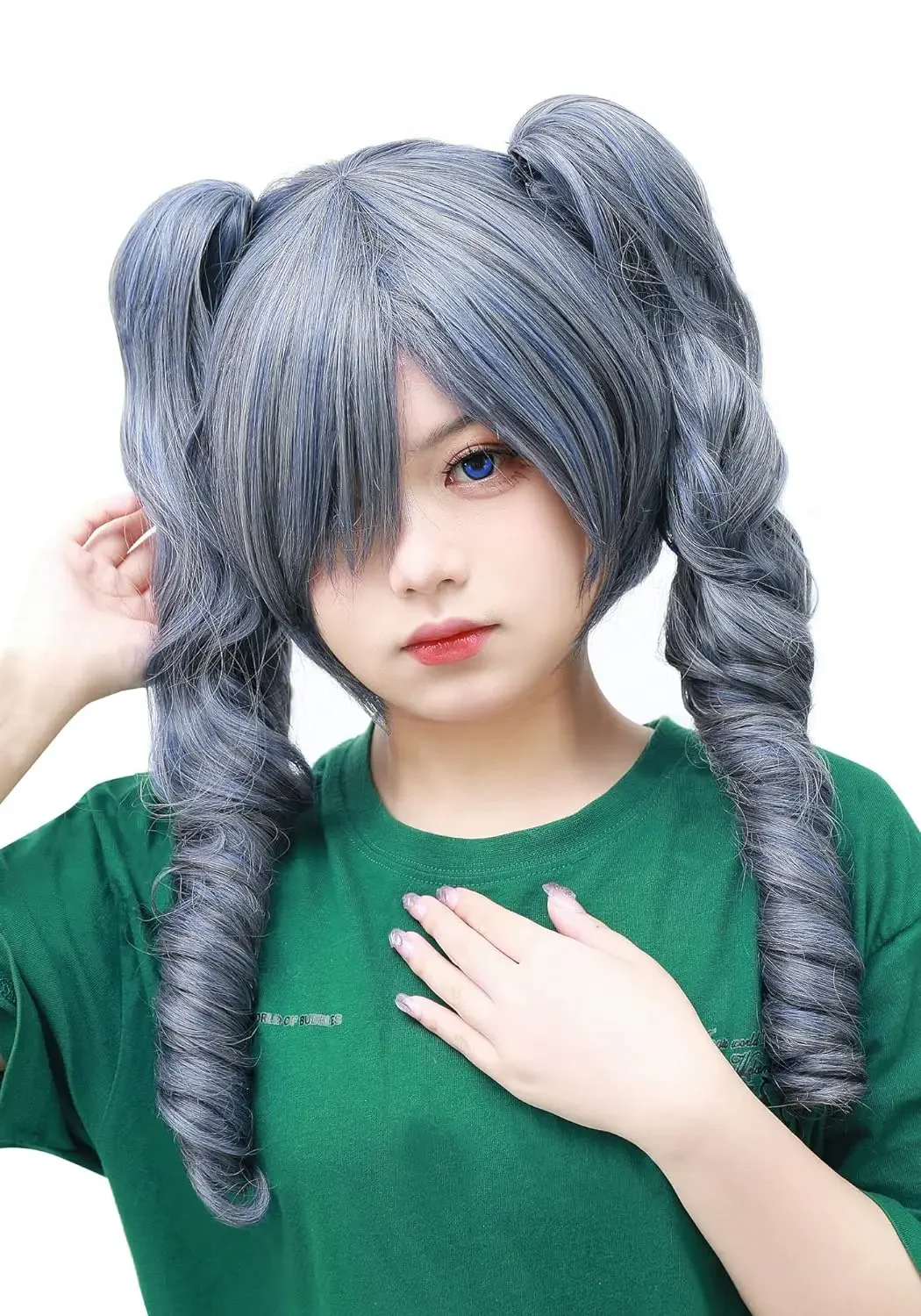Anime Cosplay Wig Goth Cute Loli Curly Long Hair with Two Pigtails Gray Synthetic wigs
Anime Cosplay Wig Goth Cute Loli Curly Long Hair with Two Pigtails Gray Synthetic wigs