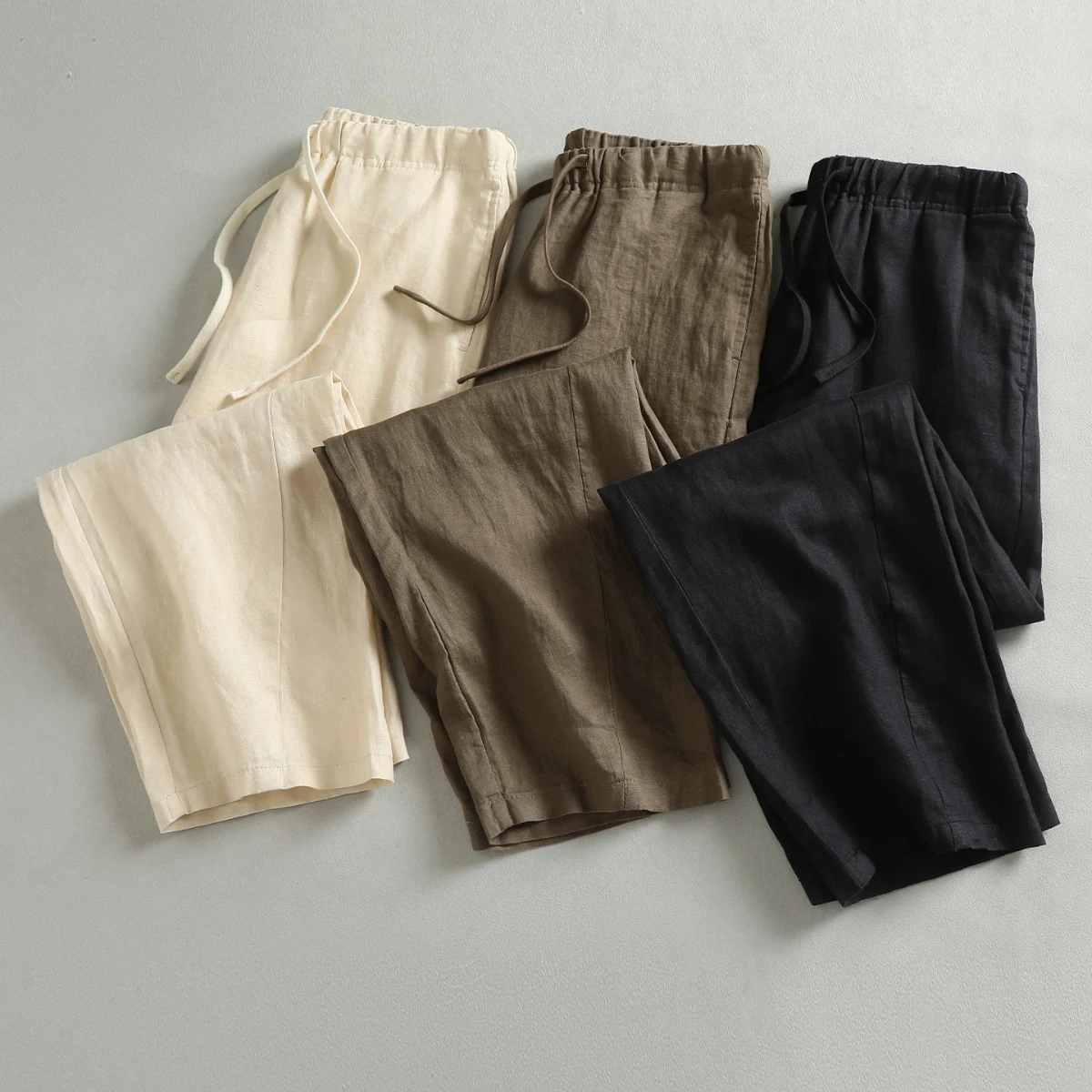 Linen fabric Japanese trendy casual pants for men loose straight elastic waist trousers
Linen fabric Japanese trendy casual pants for men loose straight elastic waist trousers