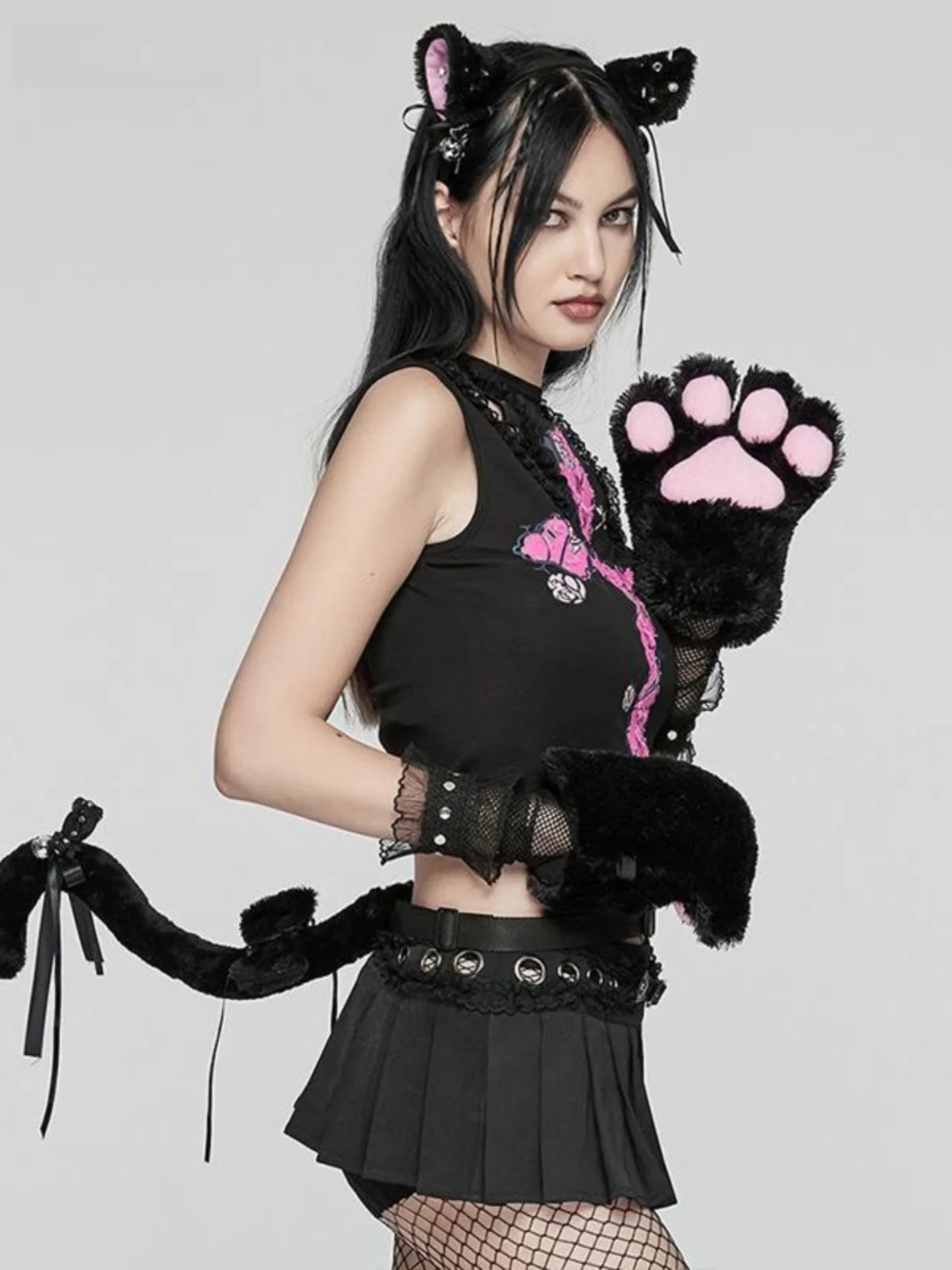 PUNK RAVE Punk Style Plush Hairband And Tail Set Women's Unique Accessory Headwear Fashionable Themed Two-Piece Set
PUNK RAVE Punk Style Plush Hairband And Tail Set Women's Unique Accessory Headwear Fashionable Themed Two-Piece Set