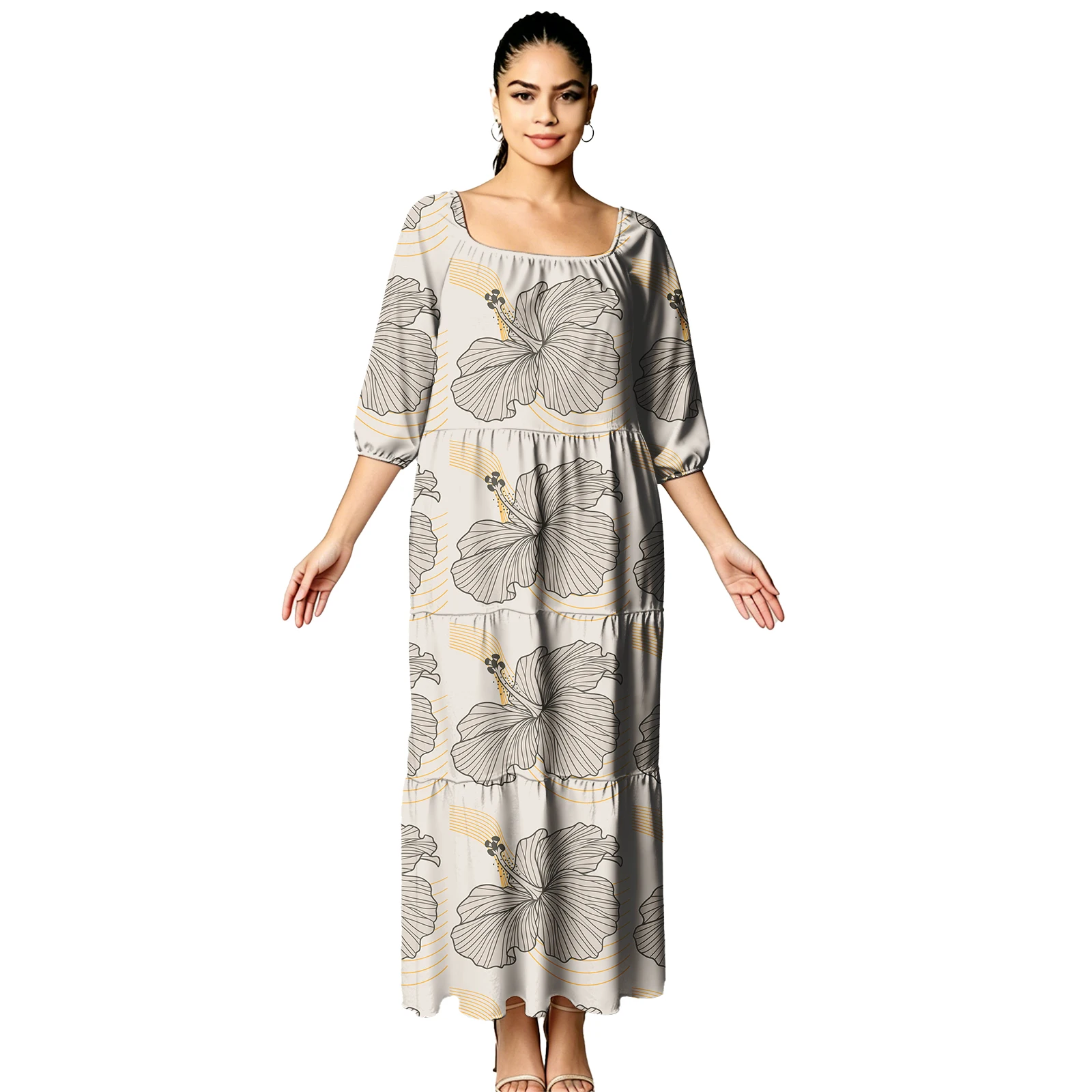 Cozy Polynesian Tropical Pattern Ladies Clothes U-Neck Hibiscus Hawaiian Dress Samoan Tribal Design Women Cozy Beach Cake Dress
Cozy Polynesian Tropical Pattern Ladies Clothes U-Neck Hibiscus Hawaiian Dress Samoan Tribal Design Women Cozy Beach Cake Dress