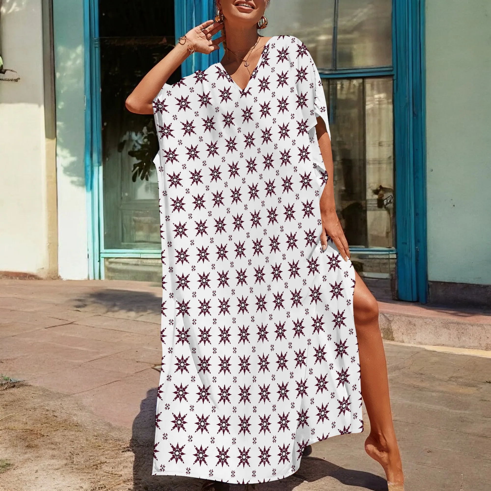 Starburst Print Kaftan Dress S-3XL Afro Style V-Neck Loose Gown for Summer Resort or Cultural Festival
Starburst Print Kaftan Dress S-3XL Afro Style V-Neck Loose Gown for Summer Resort or Cultural Festival