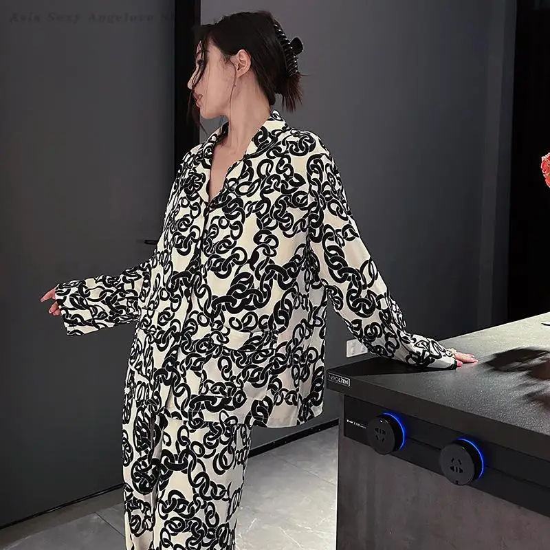 Модные бархатные пижамы, осенне-зимняя новая домашняя одежда, топ с длинными рукавами и брюки, Pijama Mujer, свободная повседневная велюровая одежда для сна, пижама 
Модные бархатные пижамы, осенне-зимняя новая домашняя одежда, топ с длинными рукавами и брюки, Pijama Mujer, свободная повседневная велюровая одежда для сна, пижама