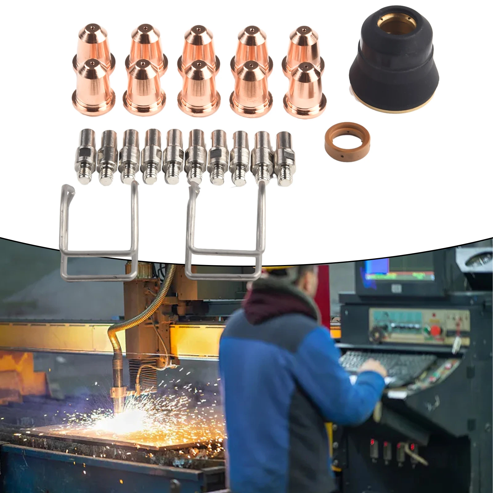 Plasma Cutter Set Essential Set of 24 Electrode Tip Cup Consumables Kit for Chicago Electric & Razorweld Plasma Cutters
Plasma Cutter Set Essential Set of 24 Electrode Tip Cup Consumables Kit for Chicago Electric & Razorweld Plasma Cutters