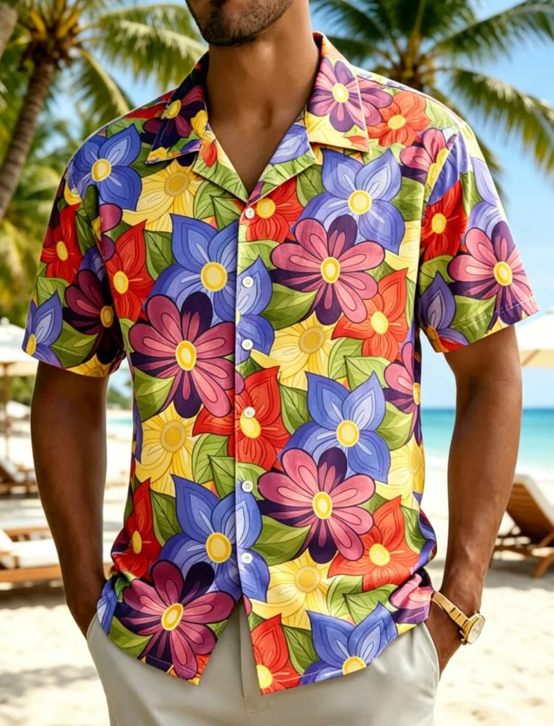 Men's Vibrant Color Block Floral Print Shirt, Trendy Jungle Style for Vacation, Streetwear, Weekend Getaways & Casual Looks
Men's Vibrant Color Block Floral Print Shirt, Trendy Jungle Style for Vacation, Streetwear, Weekend Getaways & Casual Looks