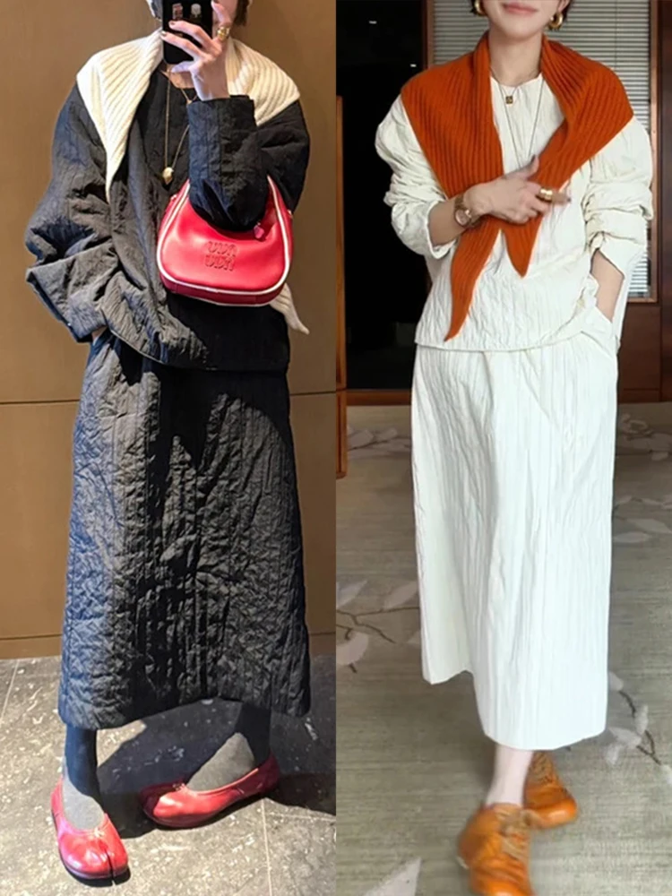Korean Style Cotton Jacket Set Winter Retro Loose High Waist Dress Long Sleeve Hooded Thickened Two-Piece Women's Fashion
Korean Style Cotton Jacket Set Winter Retro Loose High Waist Dress Long Sleeve Hooded Thickened Two-Piece Women's Fashion