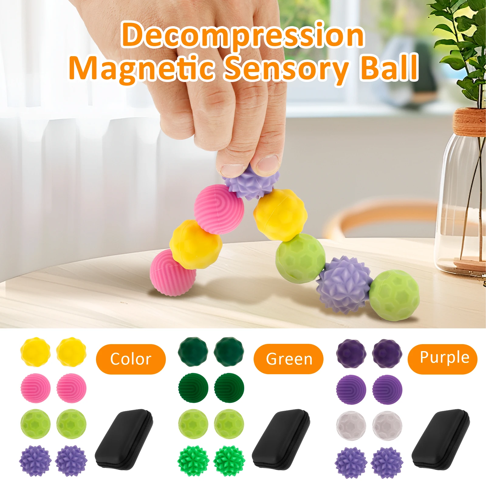 8pcs Decompression Magnetic Sensory Ball Silicone magnetic ball with texture Compact, portable, high-quality decompression toy
8pcs Decompression Magnetic Sensory Ball Silicone magnetic ball with texture Compact, portable, high-quality decompression toy