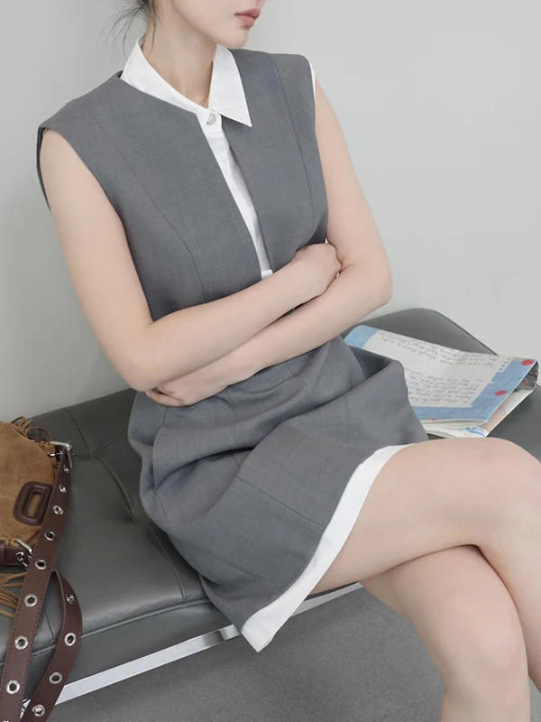 Gray Shirt Collar Detachable Waist Cinched Sleeveless Dress Fashionable Spring Summer Unisex Breathable Comfortable A-Line Skirt
Gray Shirt Collar Detachable Waist Cinched Sleeveless Dress Fashionable Spring Summer Unisex Breathable Comfortable A-Line Skirt