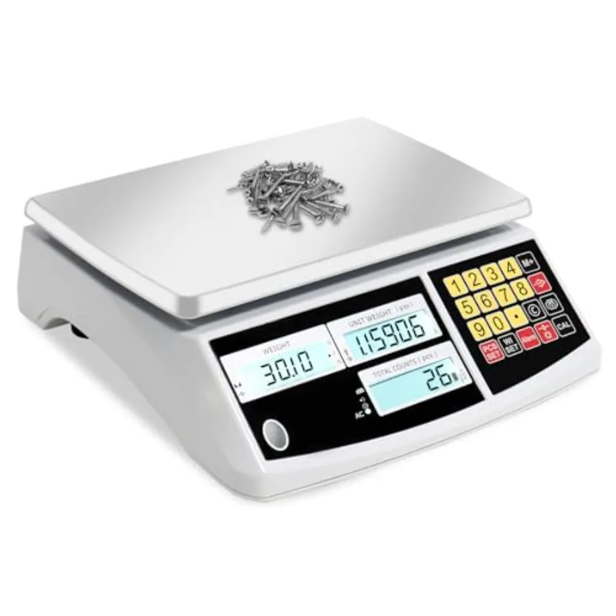 Counting Scale for Coins and Parts: Stainless Steel, Silver, High-Precision 0.1g Resolution with Alarm Mode, 30kg/66lb Capacity
Counting Scale for Coins and Parts: Stainless Steel, Silver, High-Precision 0.1g Resolution with Alarm Mode, 30kg/66lb Capacity