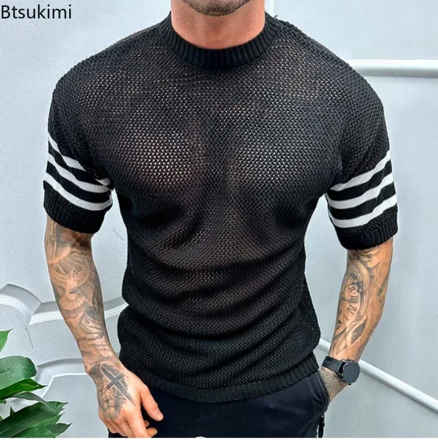 Summer New Men's Short Sleeve Knitted T-shirt O-neck Jacquard Hollow Out Tops 2025 Trend Streetwear Casual Handsome Tees for Men
Summer New Men's Short Sleeve Knitted T-shirt O-neck Jacquard Hollow Out Tops 2025 Trend Streetwear Casual Handsome Tees for Men