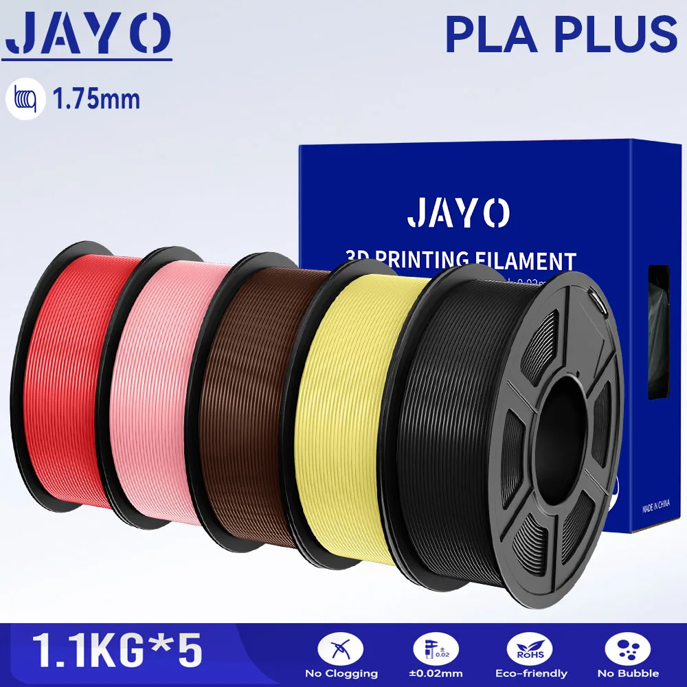 JAYO 3D PLA Plus/Clear Printer Filament 5 Rolls 1.75mm +/- 0.02 mm PLA+ Neatly Wound Good Toughness Colorful Printer Filaments
JAYO 3D PLA Plus/Clear Printer Filament 5 Rolls 1.75mm +/- 0.02 mm PLA+ Neatly Wound Good Toughness Colorful Printer Filaments
