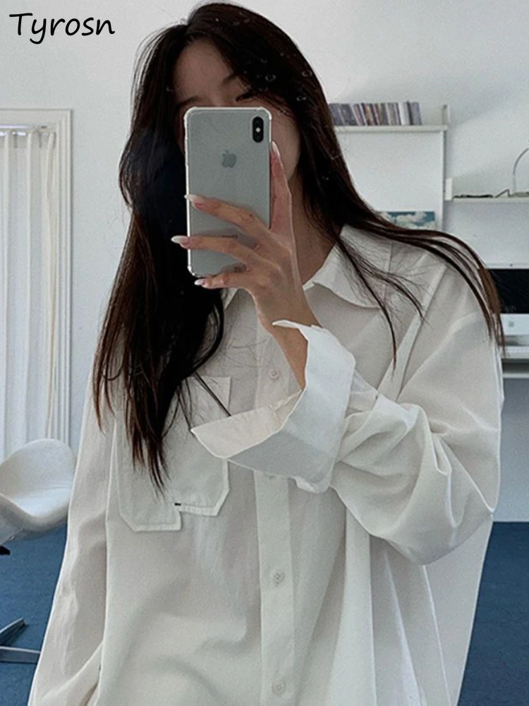 Shirts Women Loose Retro Design All-match Autumn Casual Classic Korean Style Daily Streetwear Simple Ladies Fashion Pocket New
Shirts Women Loose Retro Design All-match Autumn Casual Classic Korean Style Daily Streetwear Simple Ladies Fashion Pocket New