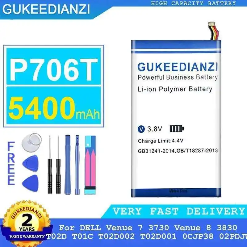 Tablet Battery P706T 5400Mah For Dell Venue 7 3730 8 3830 T02D T01C T02D002 T02D001 0CJP38 02PDJW
Tablet Battery P706T 5400Mah For Dell Venue 7 3730 8 3830 T02D T01C T02D002 T02D001 0CJP38 02PDJW