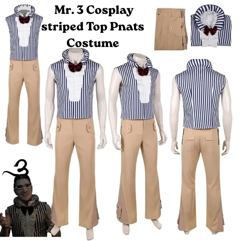 Roleplay Mr. 3 Cosplay Costume Halloween striped Vest Pnats Carnival party Dress Up Anime
Roleplay Mr. 3 Cosplay Costume Halloween striped Vest Pnats Carnival party Dress Up Anime