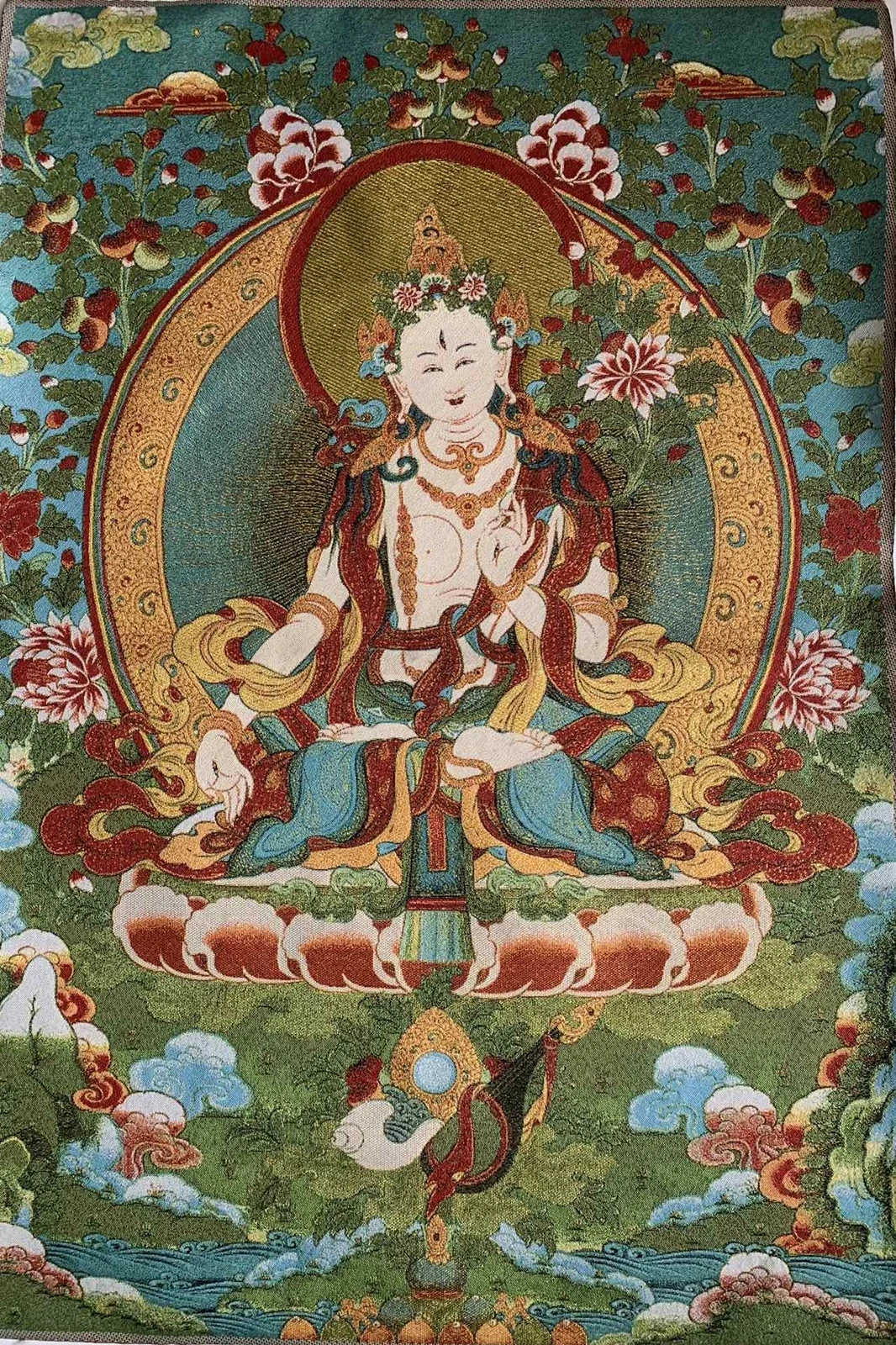 36" Tibet Tibetan Cloth Silk Buddhist Deity White Tara Thangka Mural Nice Art Work
36" Tibet Tibetan Cloth Silk Buddhist Deity White Tara Thangka Mural Nice Art Work