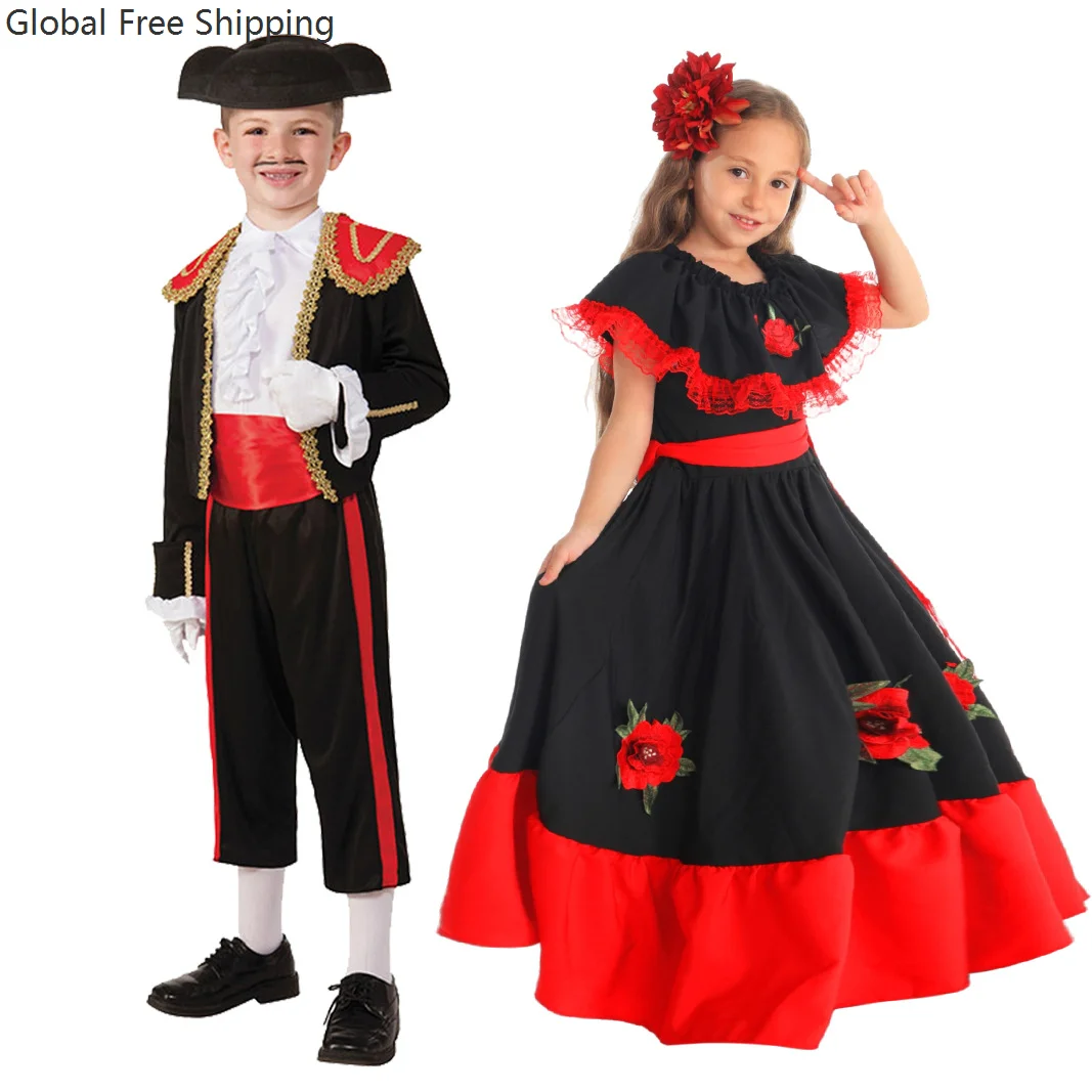 New Halloween Day Of The Dead Girl Dress Costume Spanish Traditional Cosplay Children Boy Festival Stage Performance Suit 2025
New Halloween Day Of The Dead Girl Dress Costume Spanish Traditional Cosplay Children Boy Festival Stage Performance Suit 2025