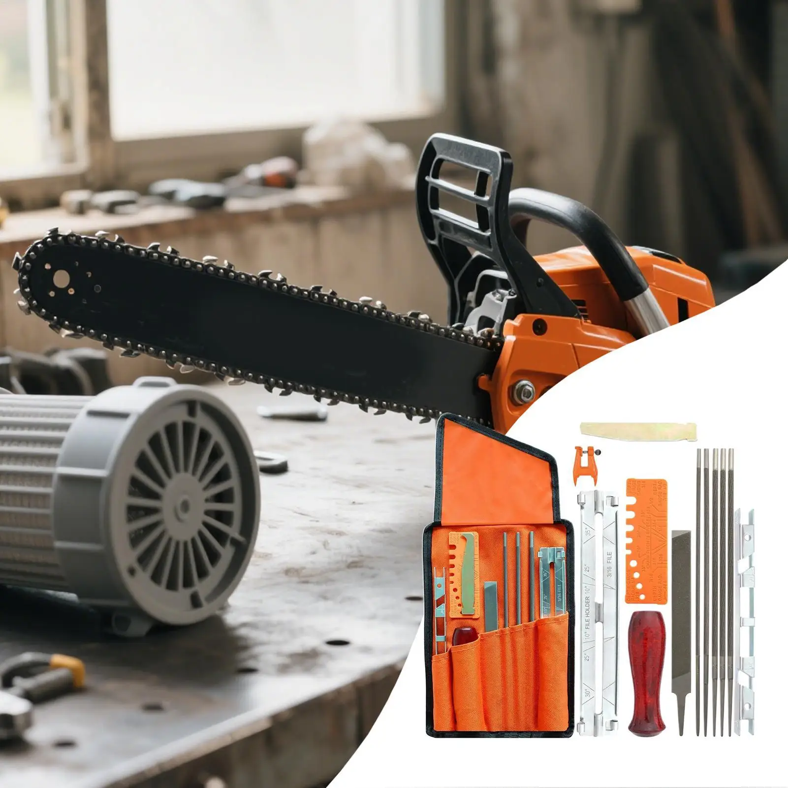Professional 14-Piece Chainsaw Sharpening Kit Precision Chainsaw File Set & Grinder Accessories for Wood Cutting, Yard, Garden
Professional 14-Piece Chainsaw Sharpening Kit Precision Chainsaw File Set & Grinder Accessories for Wood Cutting, Yard, Garden
