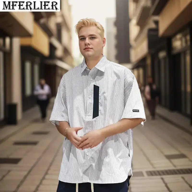 _ 7XL модная полосатая рубашка с отворотом в американском стиле, летняя Тонкая Повседневная Свободная рубашка для мальчиков
_ 7XL модная полосатая рубашка с отворотом в американском стиле, летняя Тонкая Повседневная Свободная рубашка для мальчиков
