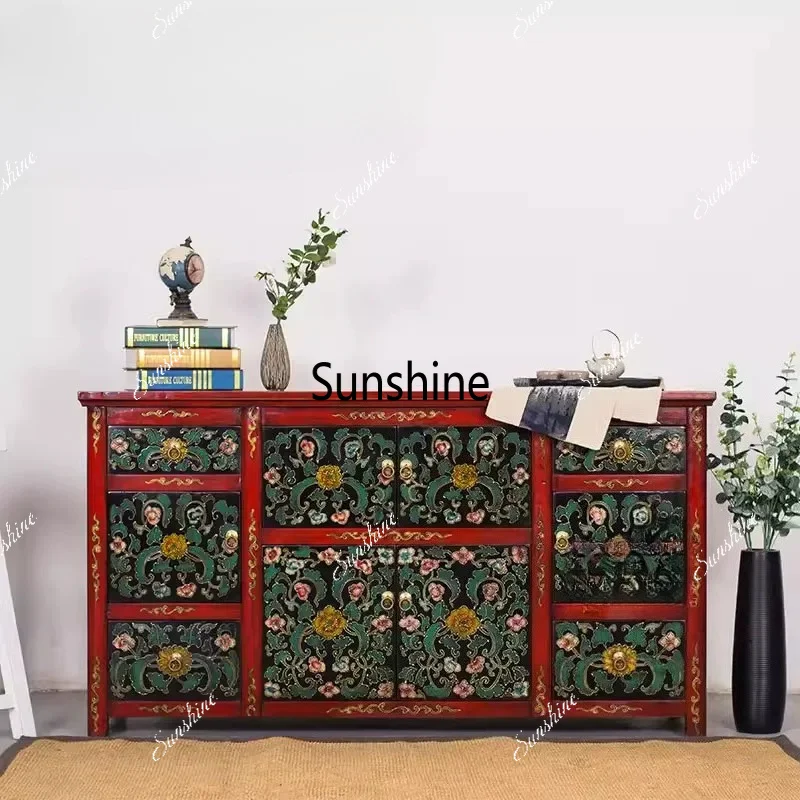 Chinese-style antique-style distressed sideboard and hand-painted Tibetan-style painted shoe cabinet
Chinese-style antique-style distressed sideboard and hand-painted Tibetan-style painted shoe cabinet
