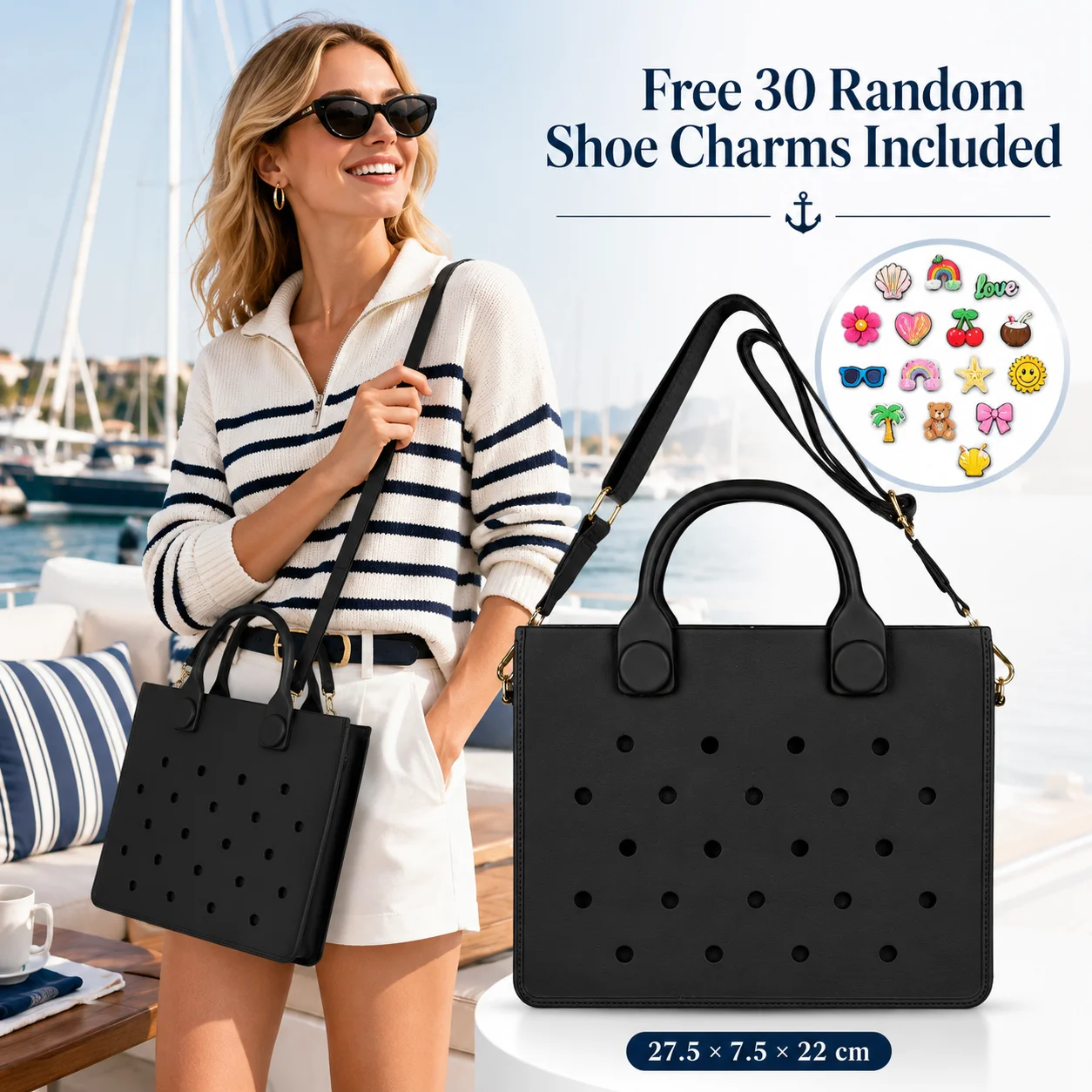 Free 30PCS Random Shoe Charms EVA Tote Bag Waterproof Handbag Multi-Color Shoulder Handbag Casual Beach Bag for Women Gifts
Free 30PCS Random Shoe Charms EVA Tote Bag Waterproof Handbag Multi-Color Shoulder Handbag Casual Beach Bag for Women Gifts
