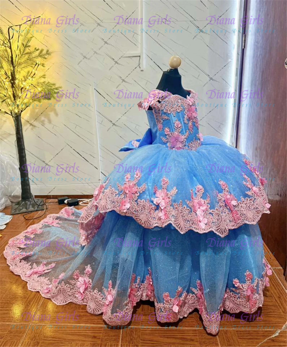 Luxurious Flower Girl Dress Quality Blue Tulle Fluffy Applique with Big Bow Belt for Wedding Dress Birthday Party Ball Gowns
Luxurious Flower Girl Dress Quality Blue Tulle Fluffy Applique with Big Bow Belt for Wedding Dress Birthday Party Ball Gowns