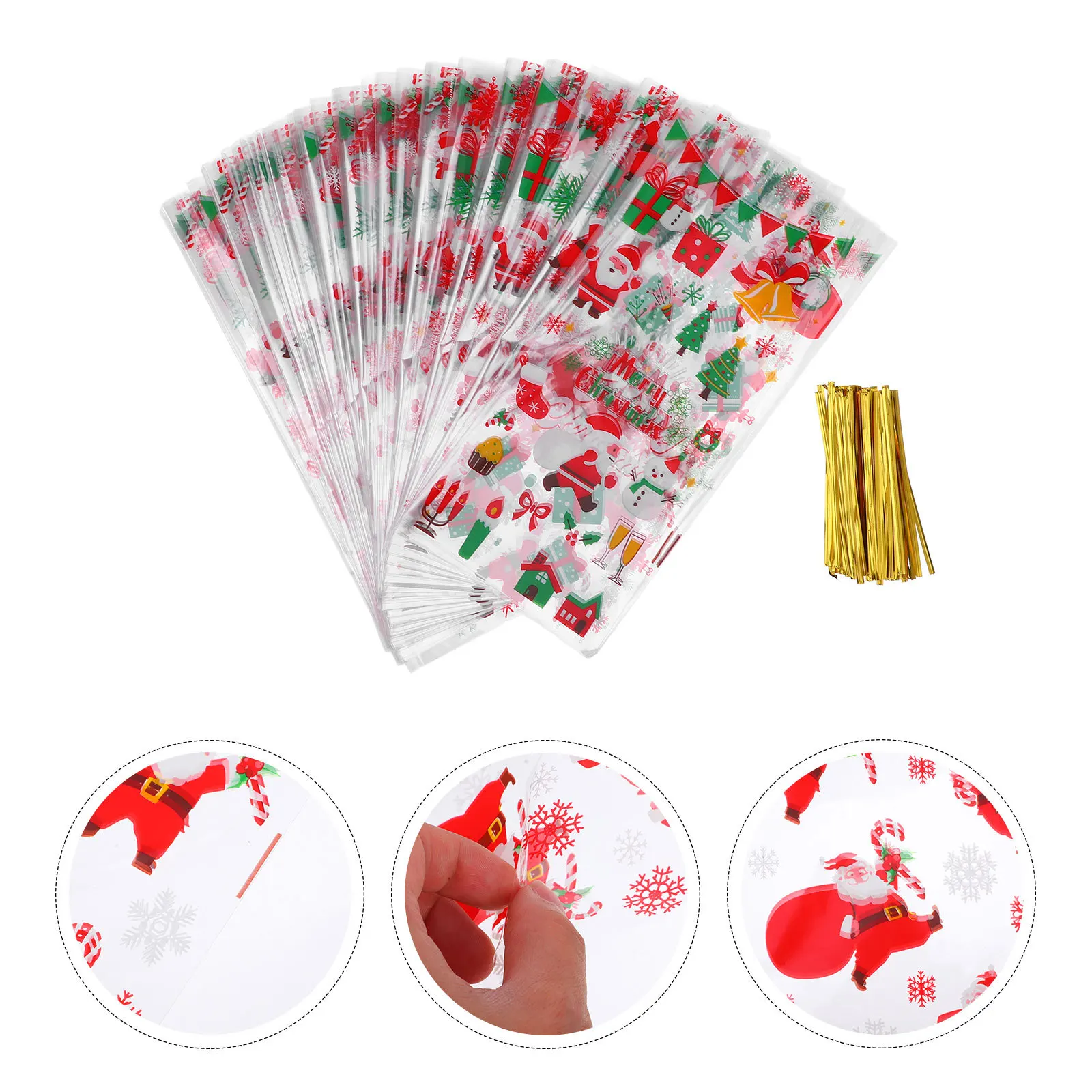100Pcs Christmas Cellophane Packaging Bags Mixed Color Holiday Treat Bags for Cookies Chocolates Candies Popcorn
100Pcs Christmas Cellophane Packaging Bags Mixed Color Holiday Treat Bags for Cookies Chocolates Candies Popcorn