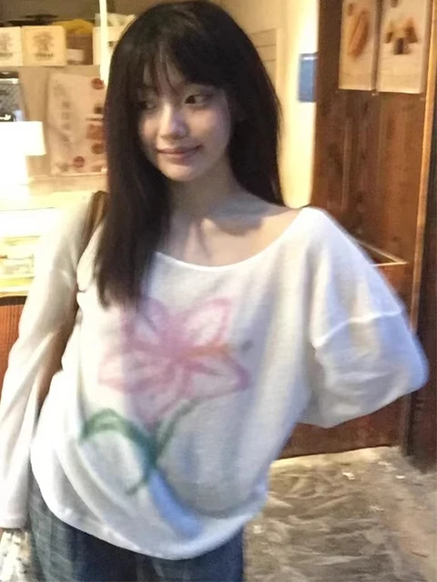 Tropical Print Loose Long Sve Sun Protection Thin irt oulder Open Knitted Top Retro Commute Sle round Ne Regular Fit
Tropical Print Loose Long Sve Sun Protection Thin irt oulder Open Knitted Top Retro Commute Sle round Ne Regular Fit