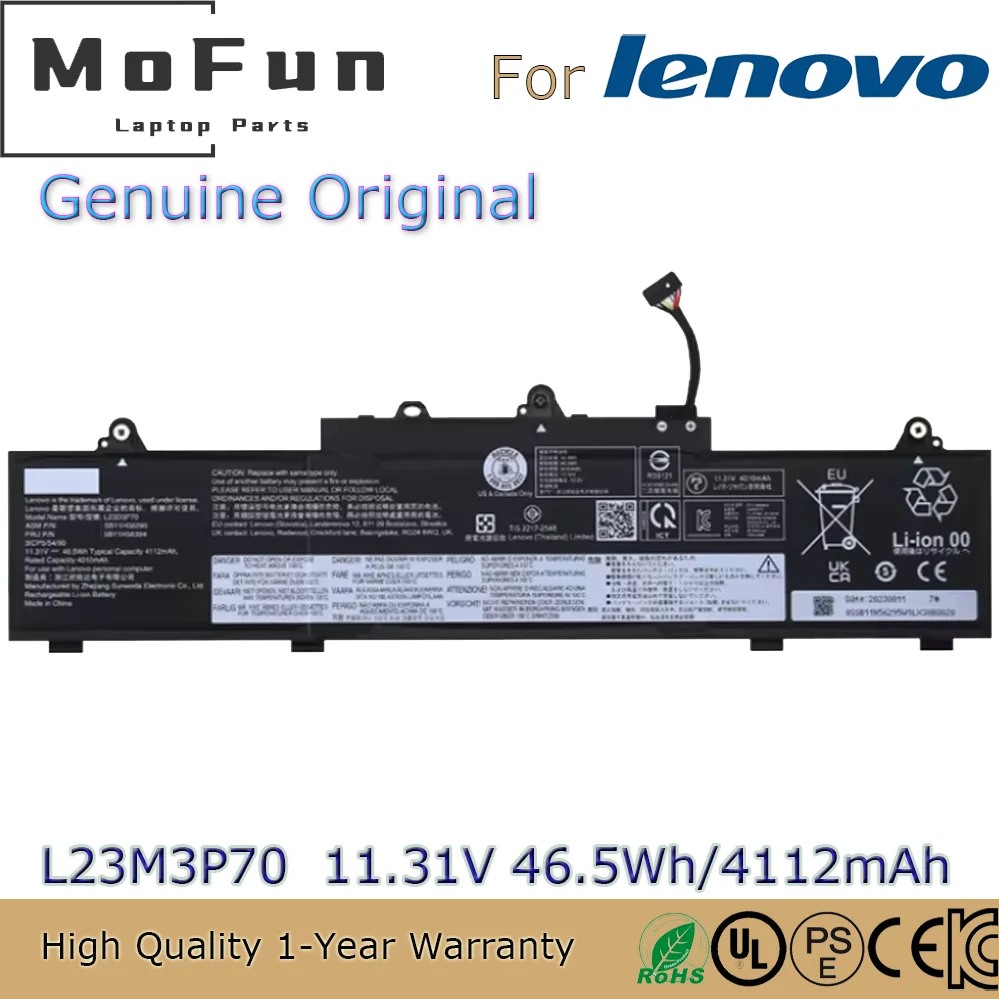 Original L23D3P70 L23M3P70 L23X3P70 11.31V 46.5Wh Genuine Laptop Battery for Lenovo ThinkPad L14 Gen 5 L16 Gen 1
Original L23D3P70 L23M3P70 L23X3P70 11.31V 46.5Wh Genuine Laptop Battery for Lenovo ThinkPad L14 Gen 5 L16 Gen 1