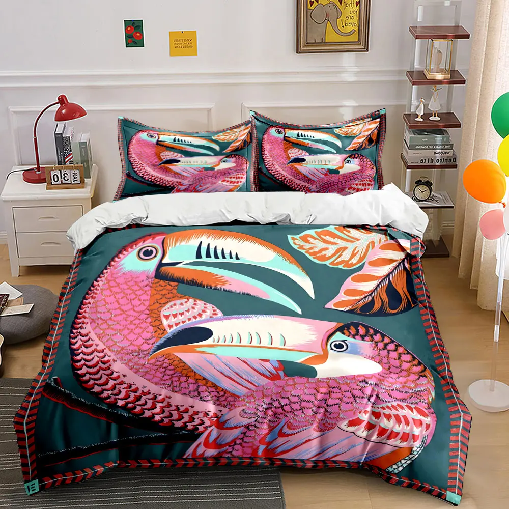 Colorful parrots with tropical leaves Bedding Set for Kids Luxury Gift 3pcs Digital Print Comforter Set Soft Comfortable
Colorful parrots with tropical leaves Bedding Set for Kids Luxury Gift 3pcs Digital Print Comforter Set Soft Comfortable