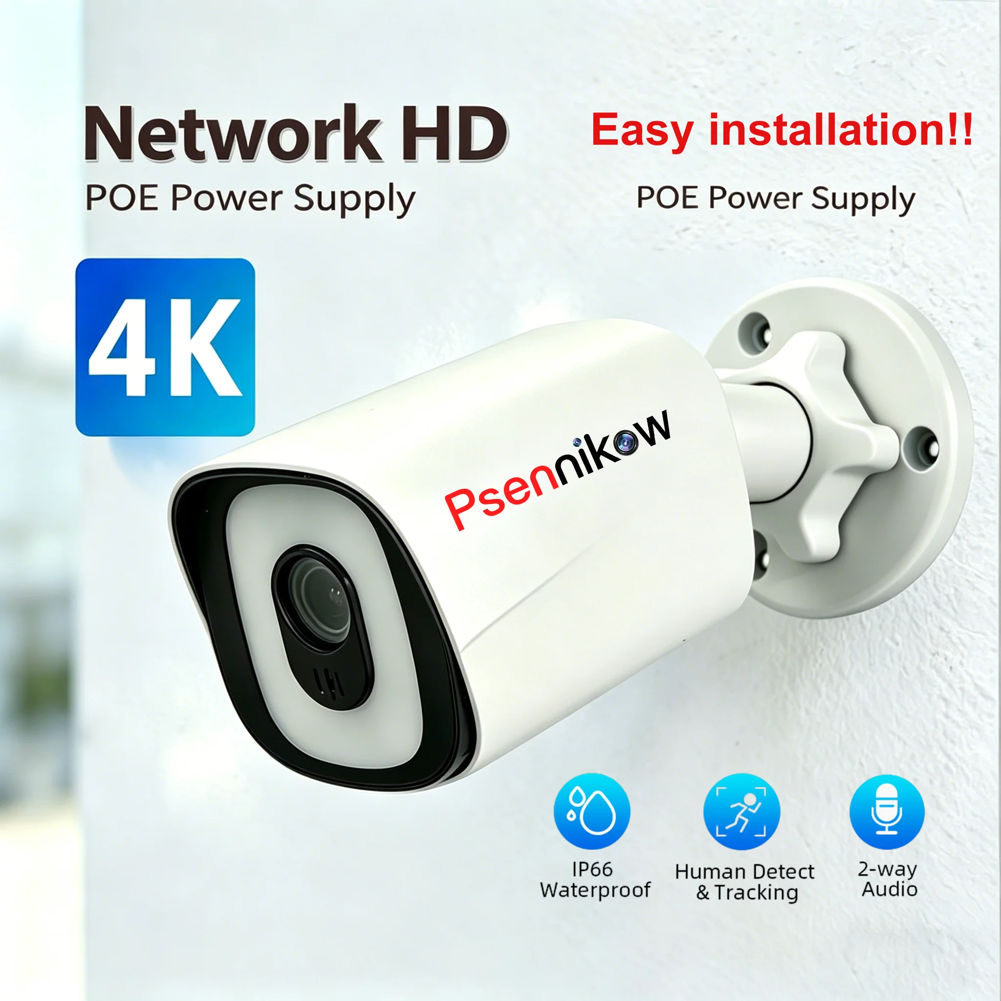 Psennikow 4K 8MP IP Camera Outdoor Audio POE NVR H.265 Onvif Metal Bullet Home Color System Night Vision Surveillance Camera
Psennikow 4K 8MP IP Camera Outdoor Audio POE NVR H.265 Onvif Metal Bullet Home Color System Night Vision Surveillance Camera