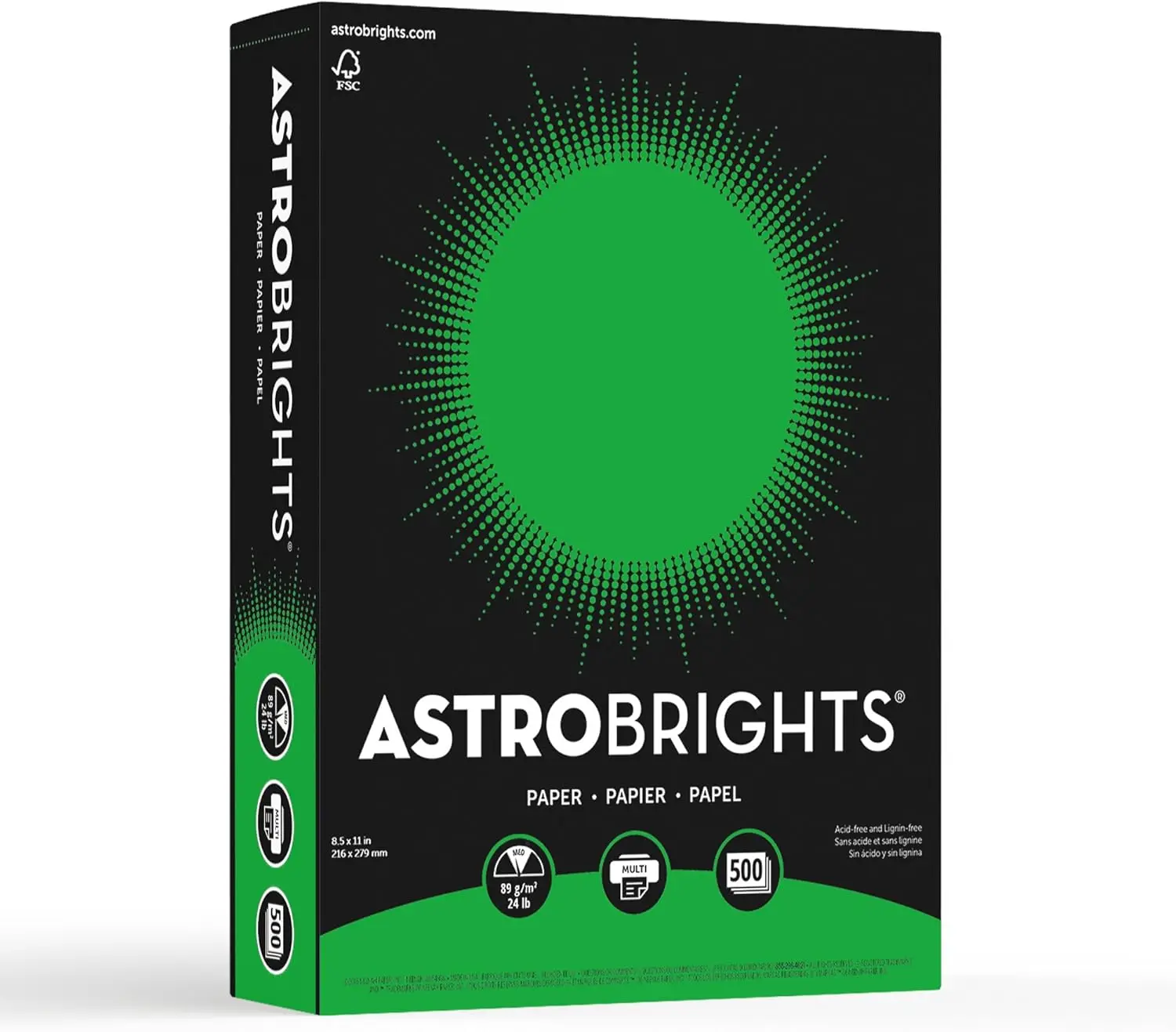 Neenah Astrobrights Color Paper, 8.5” x 11”, 24 lb/89 GSM, Gamma Green, 500 Sheets (21548)
Neenah Astrobrights Color Paper, 8.5” x 11”, 24 lb/89 GSM, Gamma Green, 500 Sheets (21548)